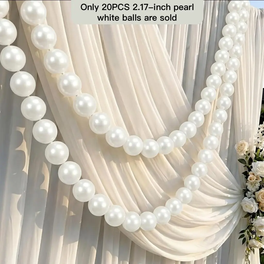 20pcs 2.17Inch Pearl White Ball Wedding Hanging Decoration, Pearl White Ball Hanging Banner for Wedding Engagement Bridal Baby Shower Party Decor, Craft More Sets Longer Effect, Festive Decoration
