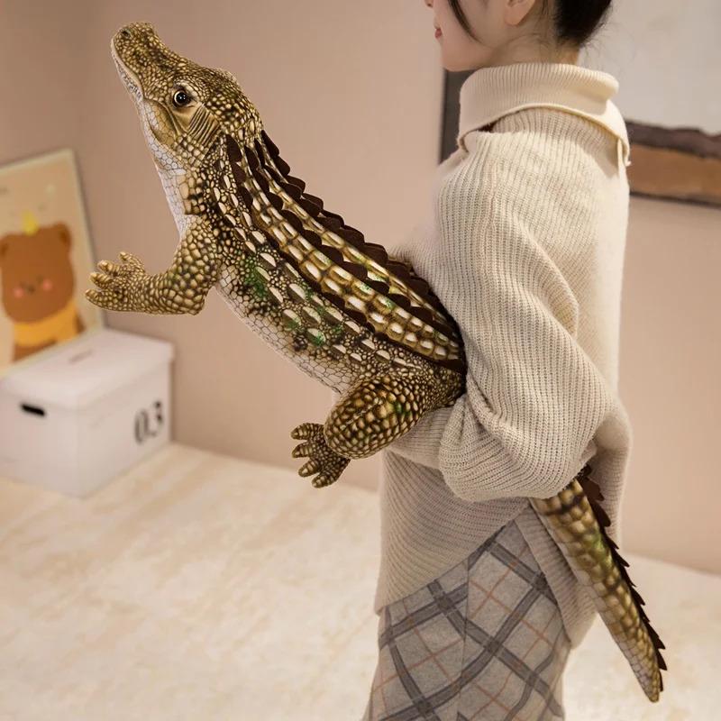 65/90CM Simulation Crocodile Plush Toys Soft Stuffed Lifelike Green Gray Brown Giant Alligator Sofa Cushion