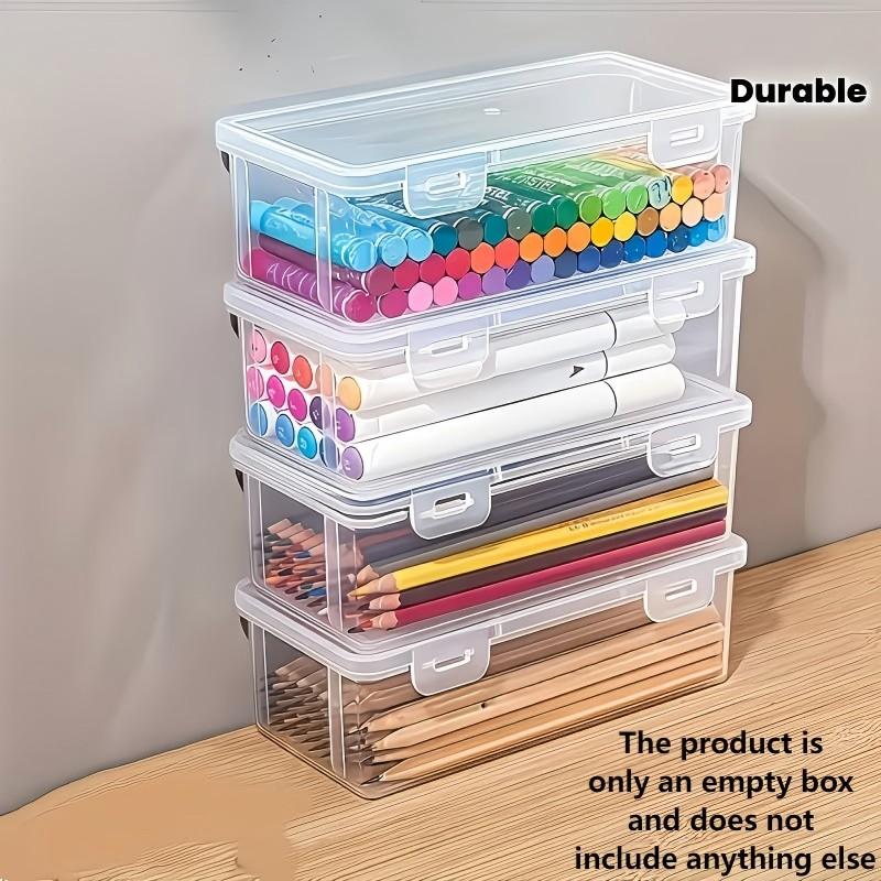 4 Pack Large Clear Storage Boxes with Lids, Heavy Duty Organizer Containers, Stackable Plastic Bins for Office, Arts & Crafts Supplies, Lightweight & Portable with Snap-On Lids, Frosted Lids, Durable & Sturdy Structure, Ideal Home & Workspace Organization