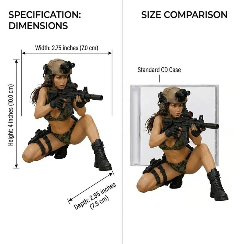 Tactical Female Soldier Resin Figurine, Military Collection Decor, Detailed Design, Perfect Gift for Collectors, Durable Material