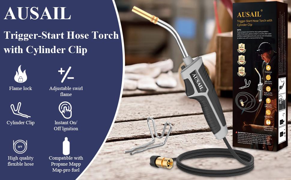 Propane Torch Kit,Mapp Gas Torch with Included Holster,Trigger Start 5' Long Hose,Adjustable Flame Torch Kit,Soldering Torch for Welding Soldering Brazing Propane Torch Kit,Mapp Gas Torch with Included Holster,Trigger Start 5' Long Hose,Adjustable Flame Torch Kit,Soldering Torch for Welding Soldering Brazing