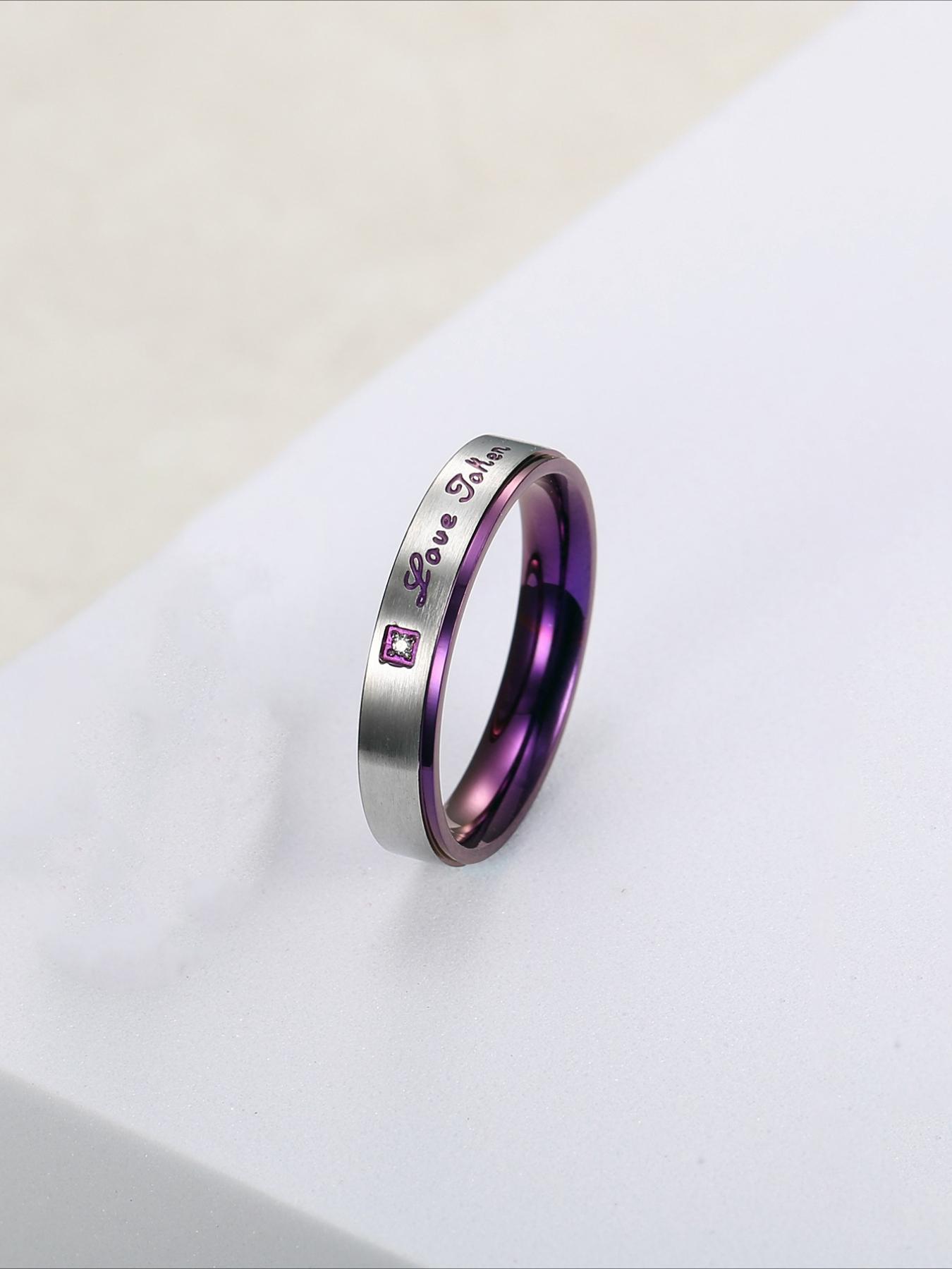 European and American Cool Love Joker Couple Ring Stainless Steel Purple Inner Ring Non Fading Hip Hop Pair Ring Gift for Lovers