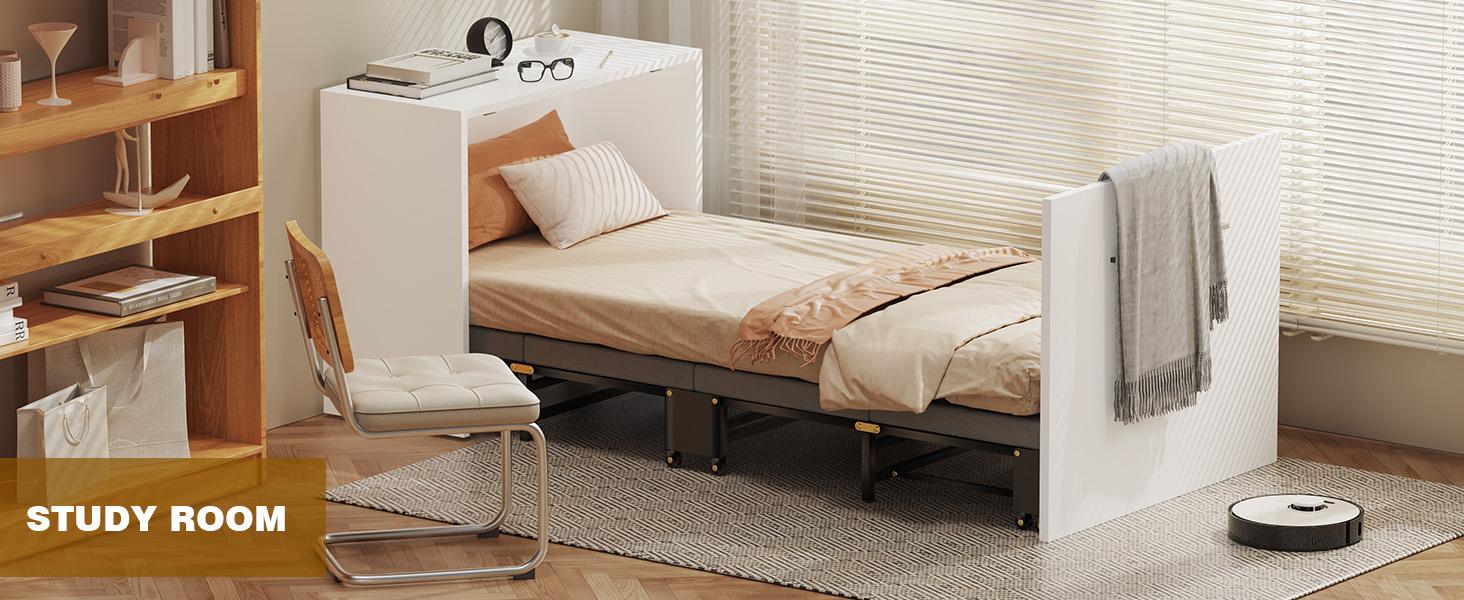 SLSY Murphy Bed with Mattress, Folded Cabinet Bed, Guest Bed Roll Away Bed Fold up Bed for Guest Bedroom, Living Room, Office,75" x 29"