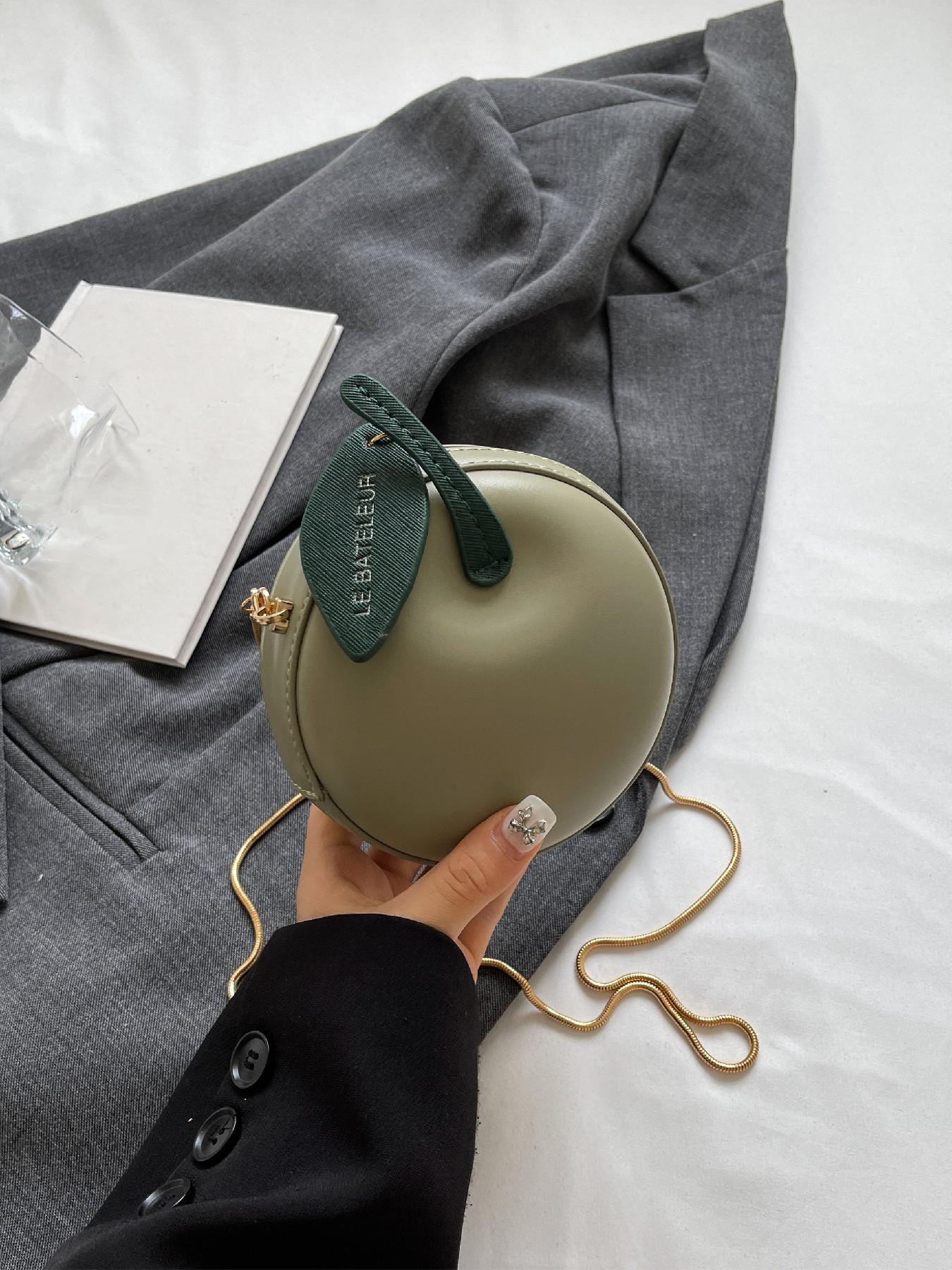 Elegant Apple-Shape Letter Design Bag, Stylish Shoulder Crossbody Purse, Perfect for Daily Use, Dates, Gatherings