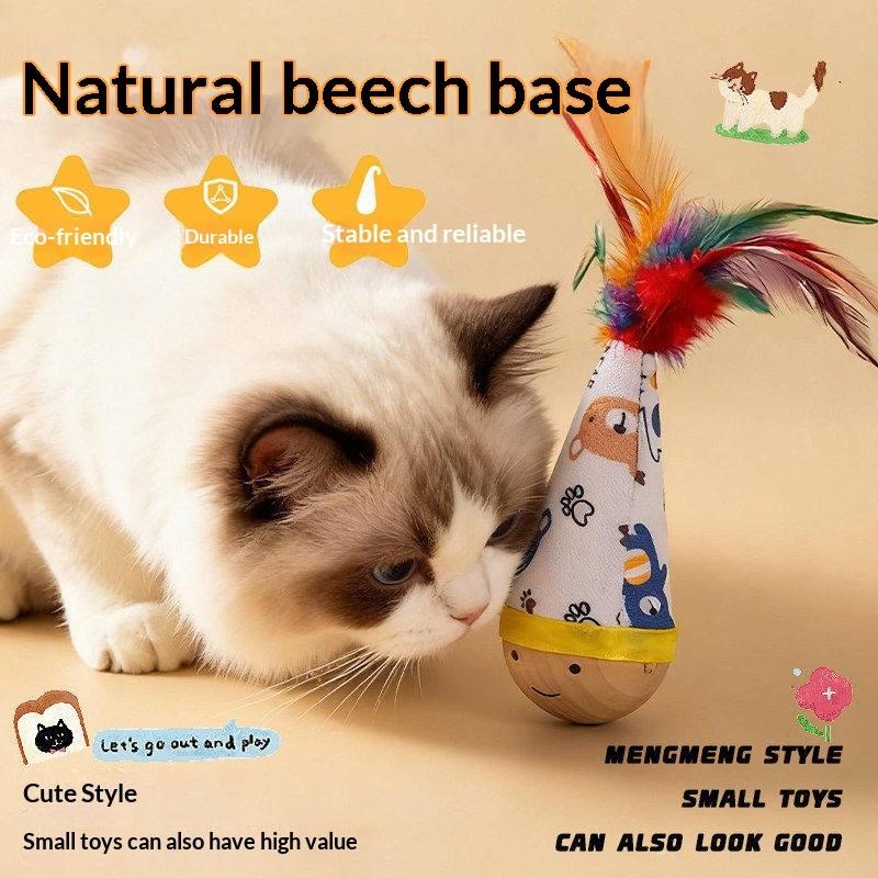Cat Balancing Toy, Self-Amusement Cat Toy, Energy-Consuming Feathery Stacker Ball, Essential Pet Gear for Kitties