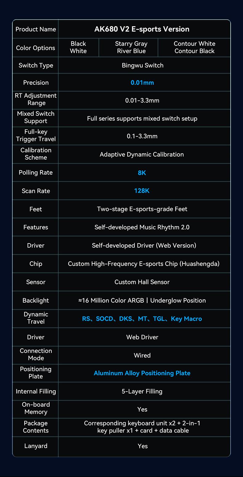 AK680 V2 wired gaming mechanical keyboard AJAZZ e-sports game specific axis ice island switch gaming player computer office compact mechanical keyboard 8K return rate RGB DIY multi scene applicability