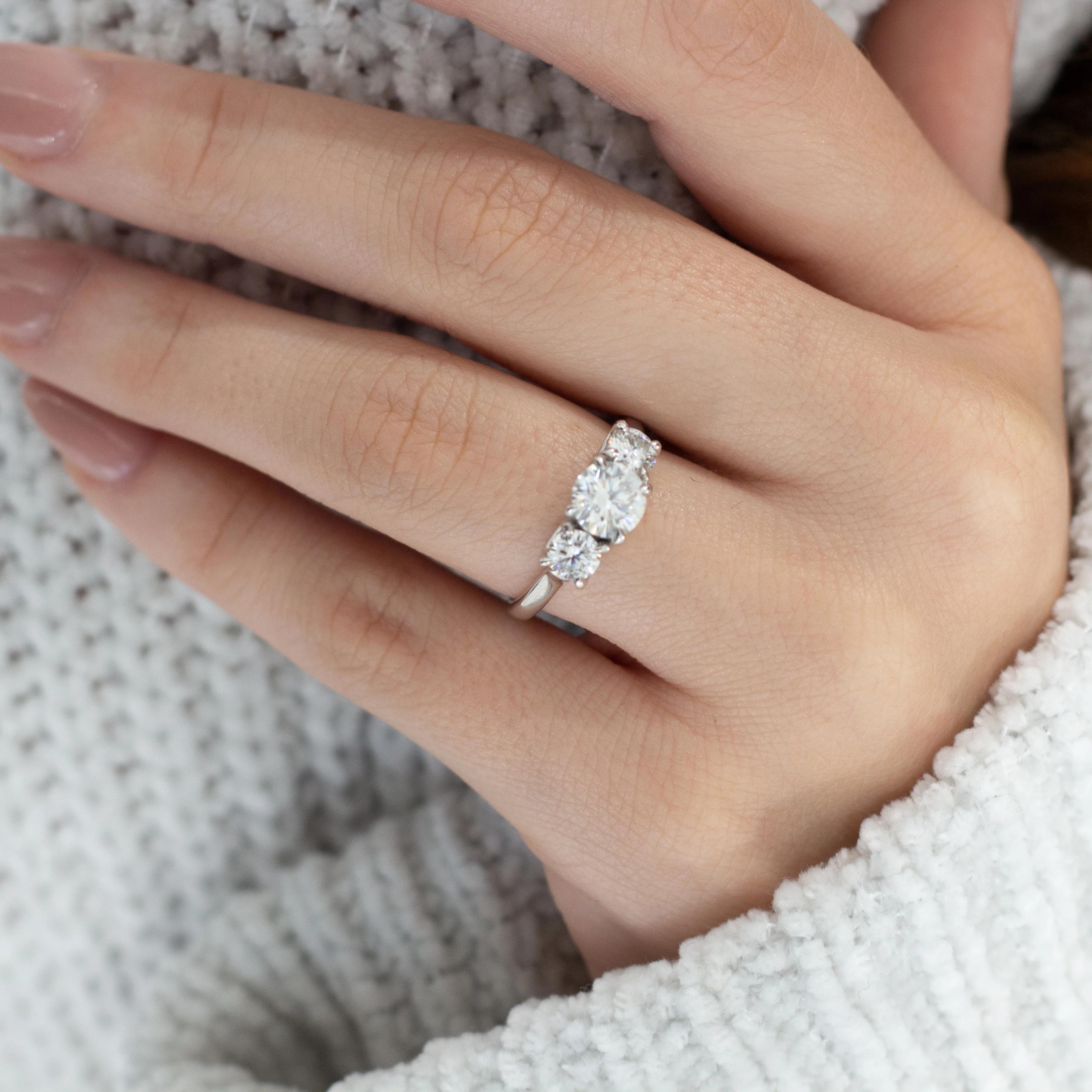 3 Stone Synthetic Moissanite Ring D Color VVS1  for Women Birthday Gift Engagement Wedding Anniversary fine jewelry R014 SpringStatements