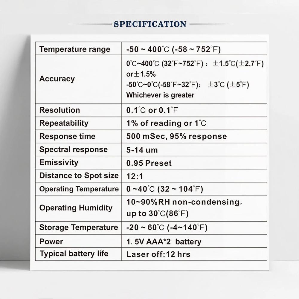 Professional Non-Contact Infrared Thermometer Gun - High Accuracy Laser Temperature Gun for Automotive Repair, Electrical & HVaC Maintenance. Instant Read, Durable & Fast Response Tool for Engine Diagnostics & Industrial Equipment.