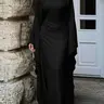 Women's Solid Color Loose-Fitting Batwing-Sleeve Long Dress, Casual Everyday Wear, Casual Daily Outfit, Womenswear, Minimalist Chic Summer Woven Fabric Dress, Perfect for Relaxed Outings