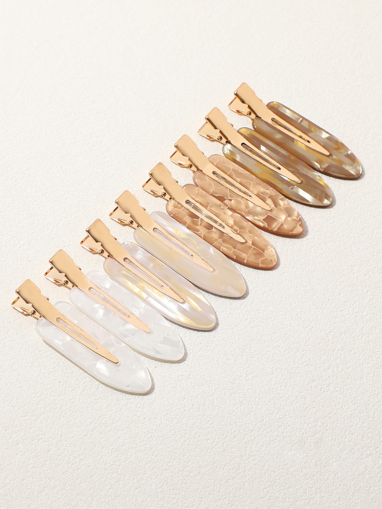 8pcs Invisible Hair Clips for Women, New Front Forehead Small Hairpins, Side Clip Headwear, Cute Patchwork Design, All Seasons, Flat Hair Clips