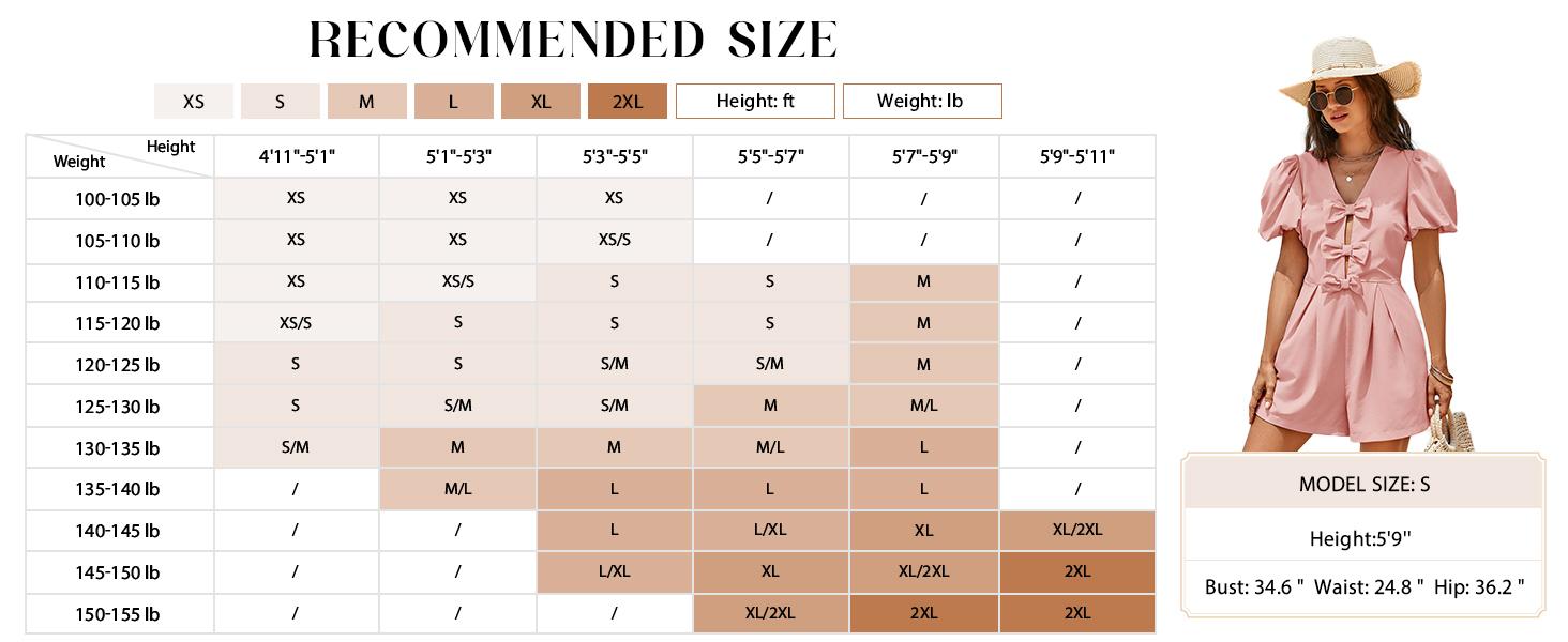 【BOGO 50% Off 】Cicy Bell Womens Cute Rompers Bow Front Puff Sleeve V Neck Short Jumpsuits Sexy Summer Outfits with Pockets