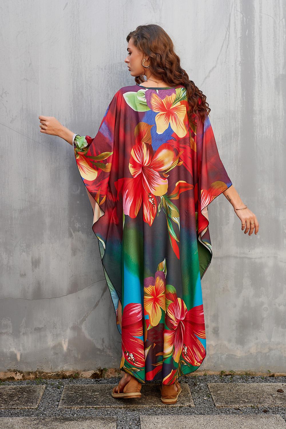 Bsubseach Women Ethnic Print Kaftan  Dress Plus Size Swimsuit Cover Up,Mrs. Roper Kaftan ，Swimsuit，bubu，mumu，Casual Womenswear Boho Caftan Baggy