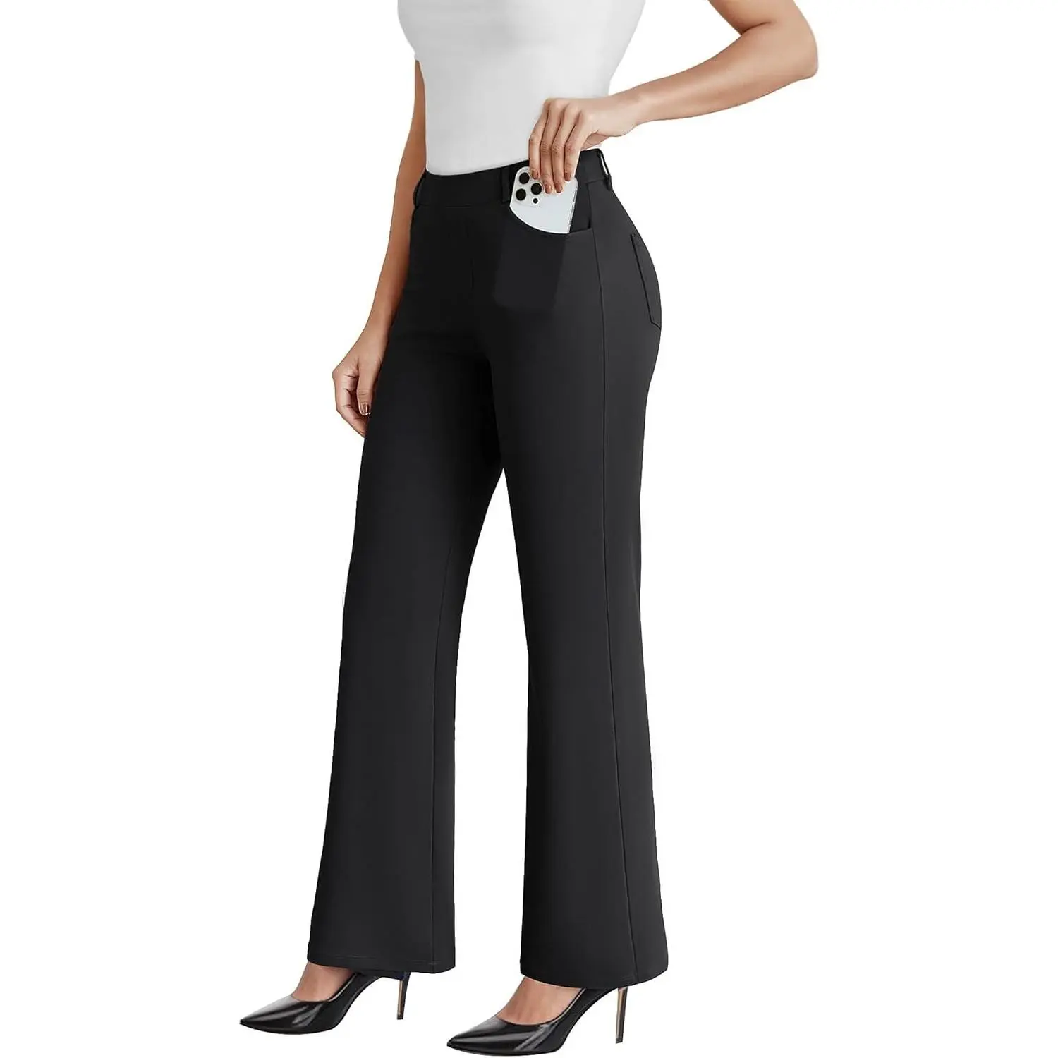 Dress Work Pants Women Business Casual Slack Trousers Flare Pants | Pull On Office Pants,Stretchy,High Waisted,Dress Slacks,Bootcut Pants,Back Pockets,Business Travel,Daily