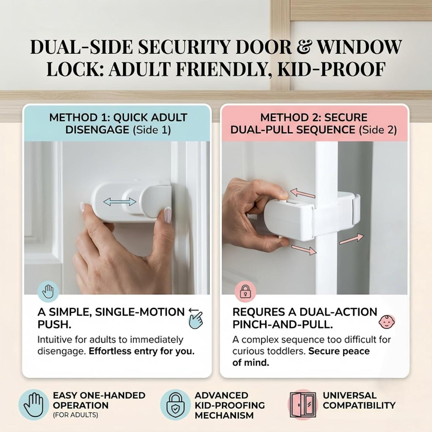 Child Proof Door Lock, Snap-On Door Knob Safety Lock & Door Handle Child Lock, No Tools Required, Fits Knobs & Levers for Baby Toddler Home Safety