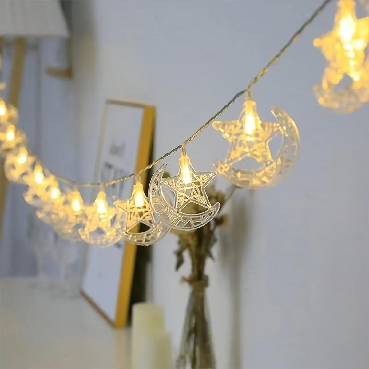 LED Star Moon Decorative Light String, Dynamic LED Lights, Ramadan Indoor Room or Bedroom Wall Decoration, Party Holiday Festival Ornament