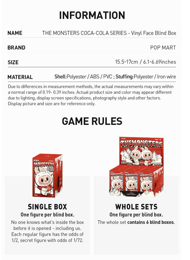 THE MONSTERS Coca-Cola Series Vinyl Face Blind Box Keychain Collectible