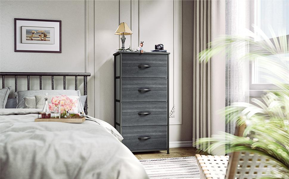 Yitahome Fabric Dresser with 4 Drawers - Storage Tower with Large Capacity, Organizer Unit for Bedroom, Living Room & Closets - Sturdy Steel Frame, Wooden Top & Easy Pull Fabric Bins Yitahome Fabric Dresser with 4 Drawers - Storage Tower with Large Capacity, Organizer Unit for Bedroom, Living Room & Closets - Sturdy Steel Frame, Wooden Top & Easy Pull Fabric Bins