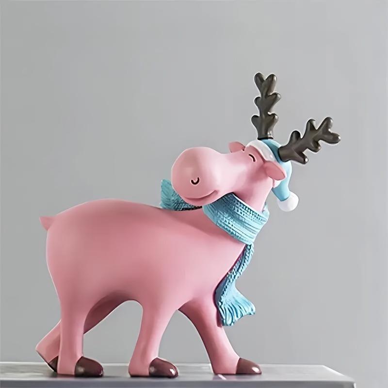 Creative Christmas Reindeer Sculpture Decor, Home Office Deer Statue, Artificial Animal Craft, Festive Holiday Decoration, Resin Ornament