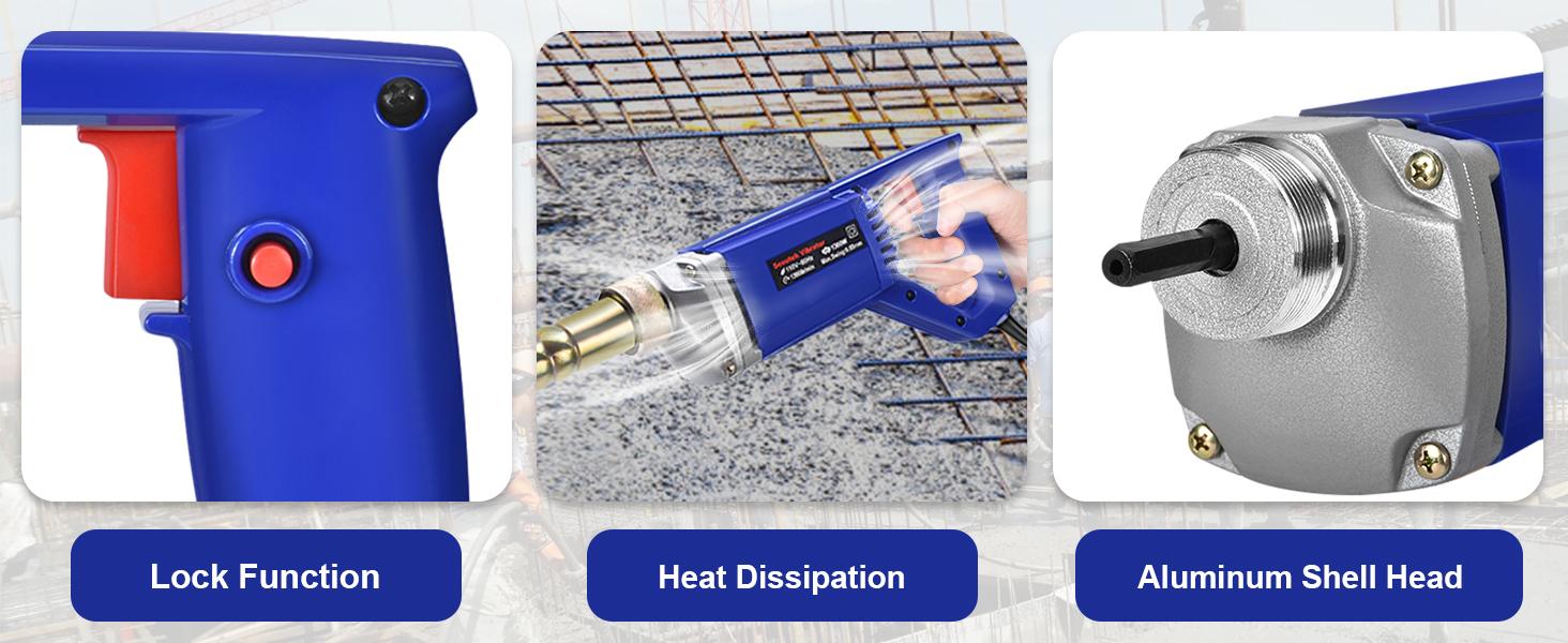 1500W Handheld Concrete Vibrating Tool, 13,000 VPM Portable Cement Vibrating Tool with 6.6ft Cable