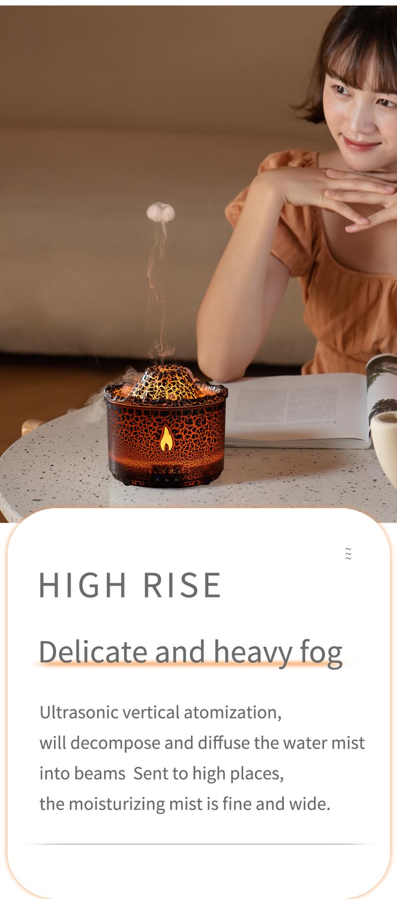 Remote Control Aromatherapy Diffuser Volcano Aromatherapy Machine Desktop Essential Oil Diffuser with Flame Home Night Light Ornament Wireless Remote Control Humidifier Aroma Jellyfish Design