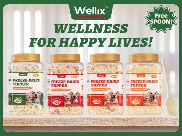 Wellix Dog&Cat Food Topper - Cat Grass Treats for Haiball Treament - Chicken Flavor Freeze Dried Cat Treats - Low Calorie Training Treats for Dogs&Cat 7.5oz,#backtoschool