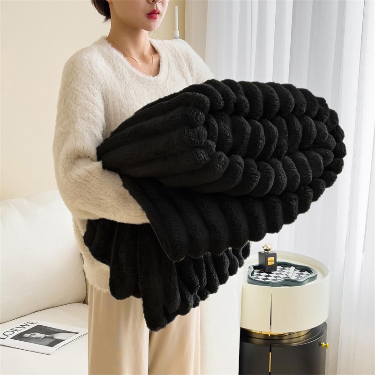 Faux Rabbit Fur Soft Fleece Blanket, Thick Warm Blanket, Soft Fluffy Blanket, Warm Bedroom Blanket, Warm & Cozy Throw Blanket, Versatile All-Season Gift for Home, Office & Travel, Available in Twin/Full/Queen/King Sizes