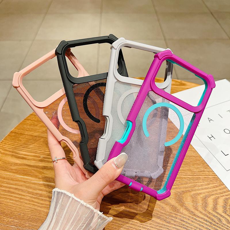 Transparent Magsafe Magnetic Corner Protection Protective Shockproof Phone Case, Compatible with iPhone 17 Pro Max 17 Air 16 15 14 13 12 11, Casing