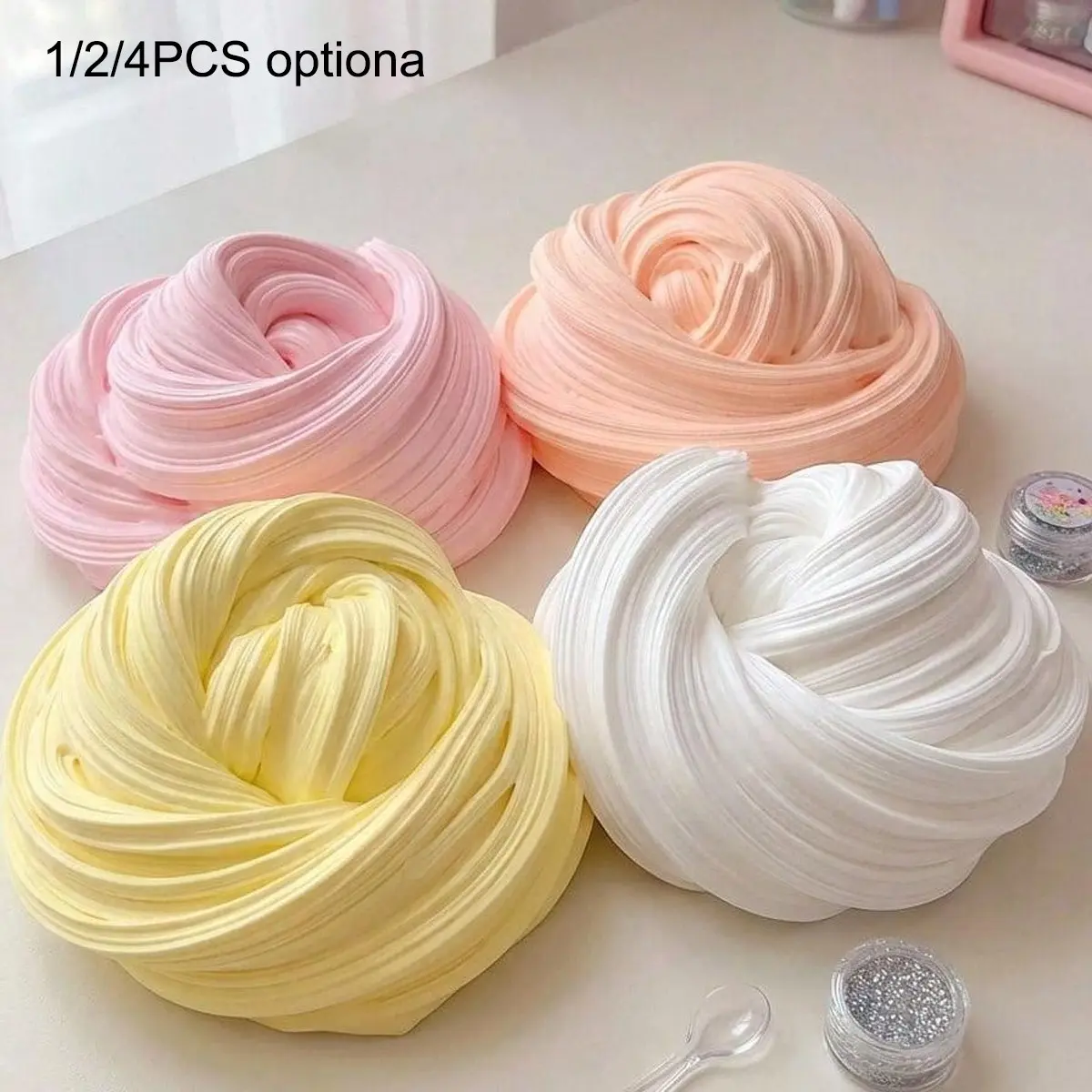 Creamy Butter Squish Slime, High Aesthetic Rolled Texture Pull String Slime, Soft Thick Non-Sticky Sound Control Stress Relief Mud, Child Safe Toxic-Free Desk Play Toy