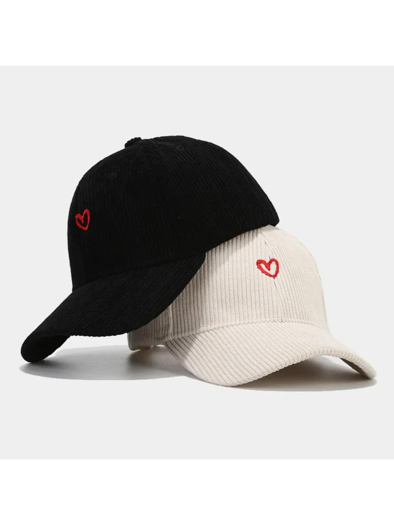 New Little Love Embroidered Corduroy Baseball Cap Spring and Autumn Women's Korean Fashion Simple Sun Hat Outdoor Casual Caps