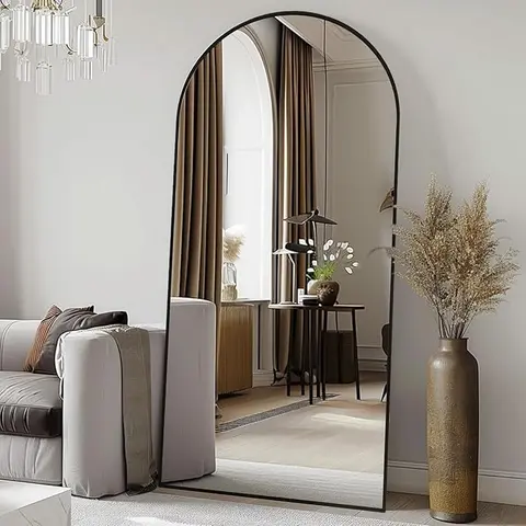 Full Body Mirror for Room Decor & House Decor - 21x64" Arched/Right Angle Gold (0.23" Thin Aluminum Alloy Frame, Stand), 16x59" Black HD Explosion-Proof, Standing-Hanging-Leaning for Bedroom, Home Gym