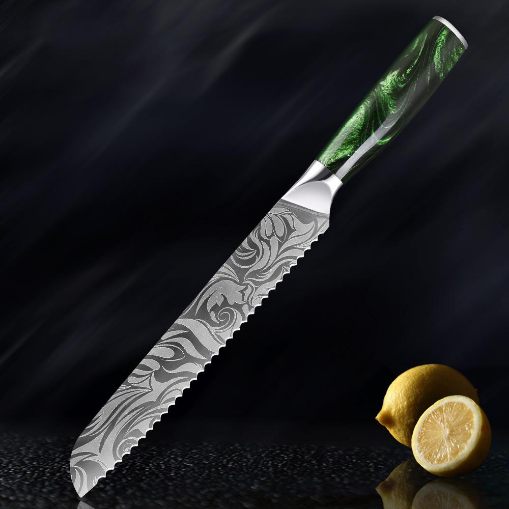 1piece Damascus steel, Stainless textured Japanese knife laser blade kitchen knife professional set sharp fish bread boning knife, gift for friends