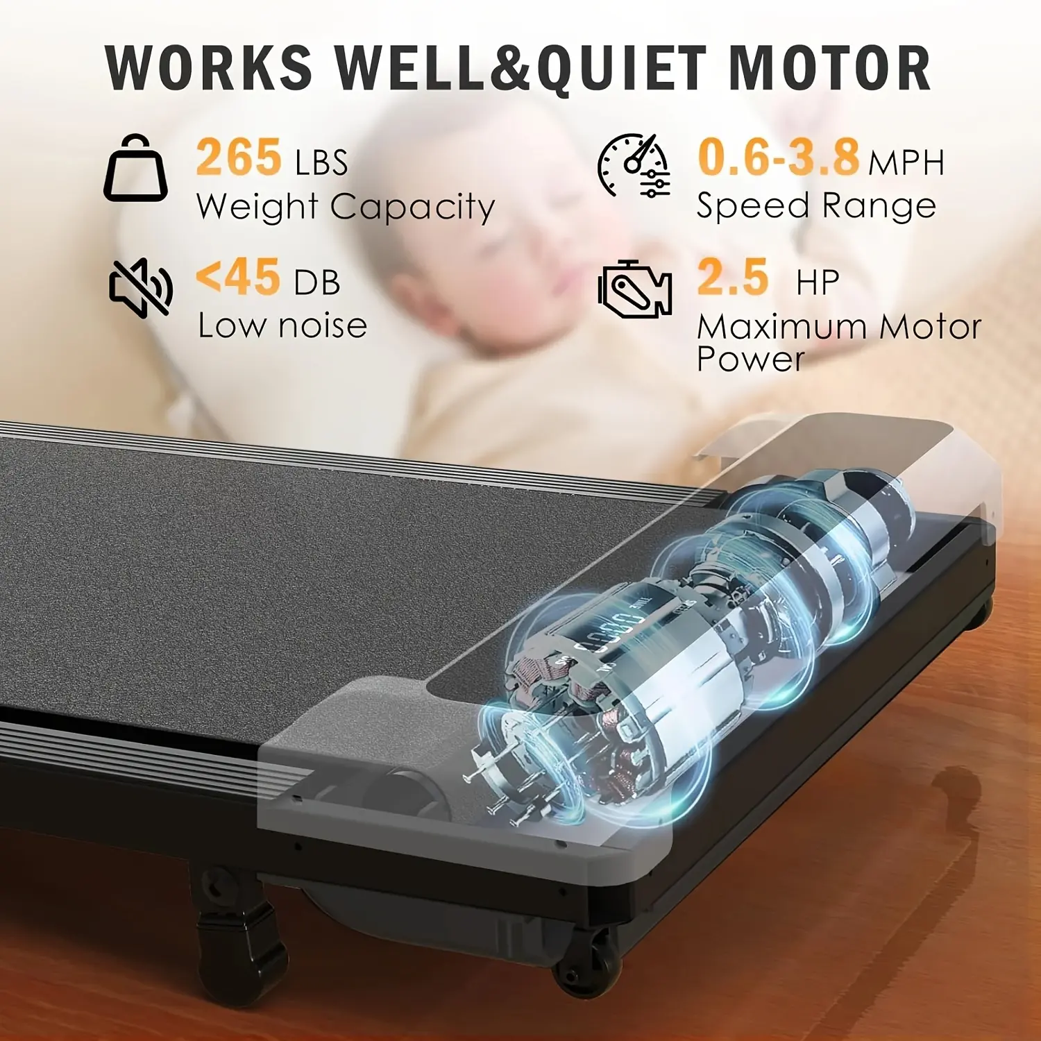 Walking Pad 4-in-1 Portable Under Desk Treadmill with LED Display, Compact Folding Walking Machine Suitable for Home Office, Small Spaces, Walking & Jogging, Plug (/)