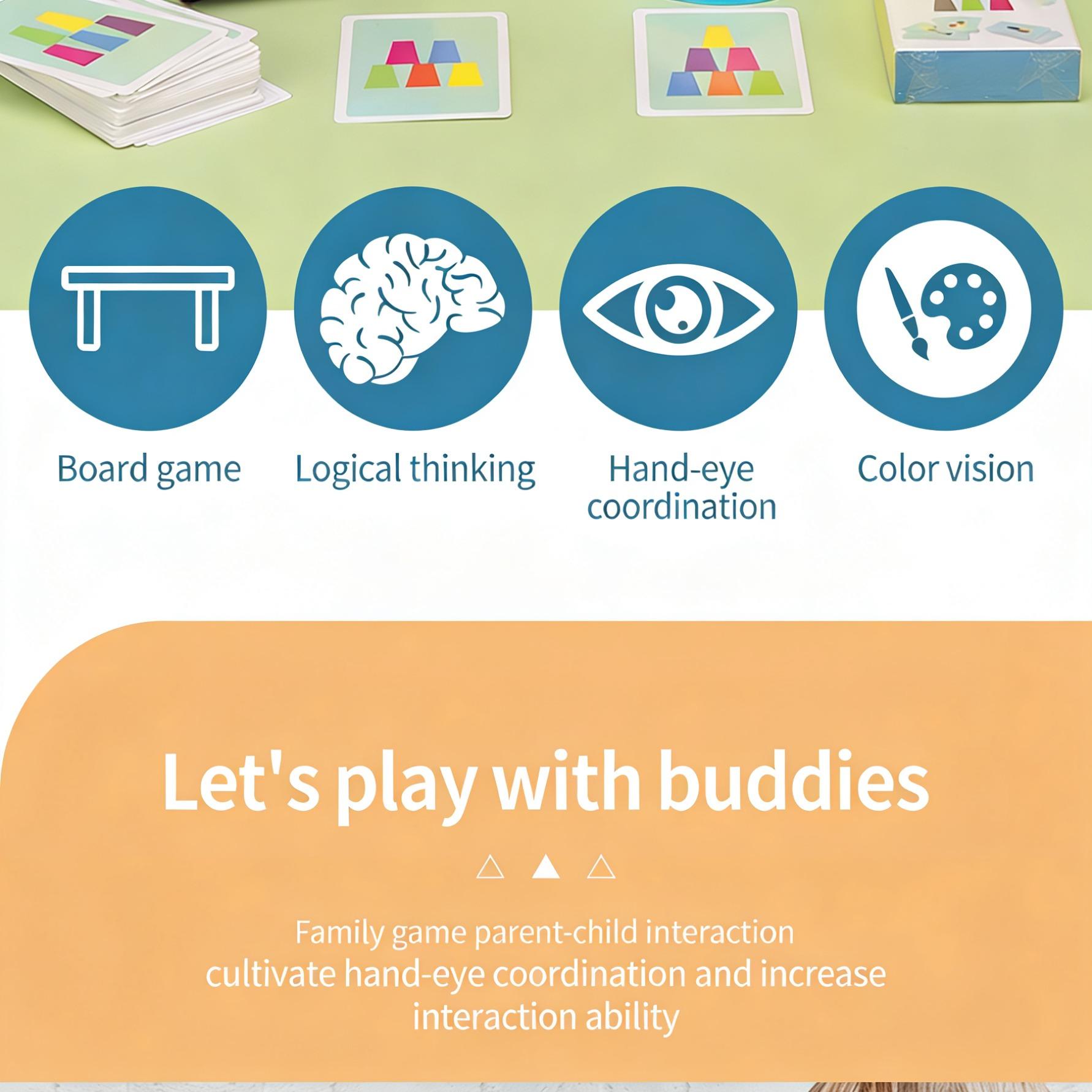 Educational Stack Cups Set, Color Recognition Cards, Toy, Focus Logic Thinking, Two-Person Interactive Puzzle, Stacker