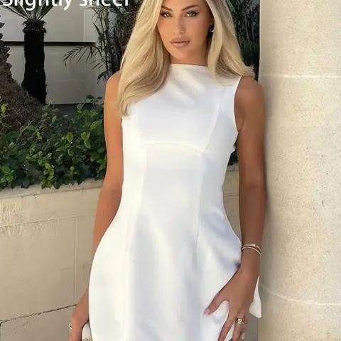 【Black Friday】Women's Basic Solid Backless Boat-Neck A-Line Mini Dress, Casual Sleeveless Fit-and-Flare Style for Summer, Daily Outdoor Wear, and Beach Outings, Womenswear