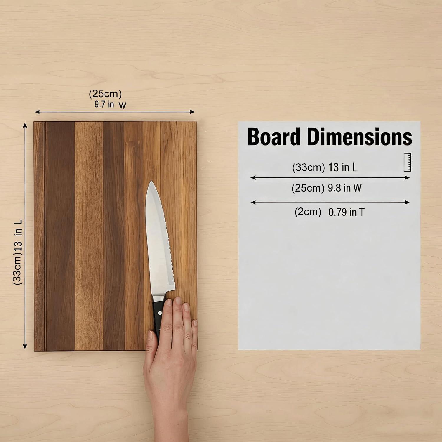 Premium Acacia Wood Cutting Board Set, 4-Piece Book-Shaped Chopping Boards, Color-Coded Tabs, Elegant Kitchen Gift Decor