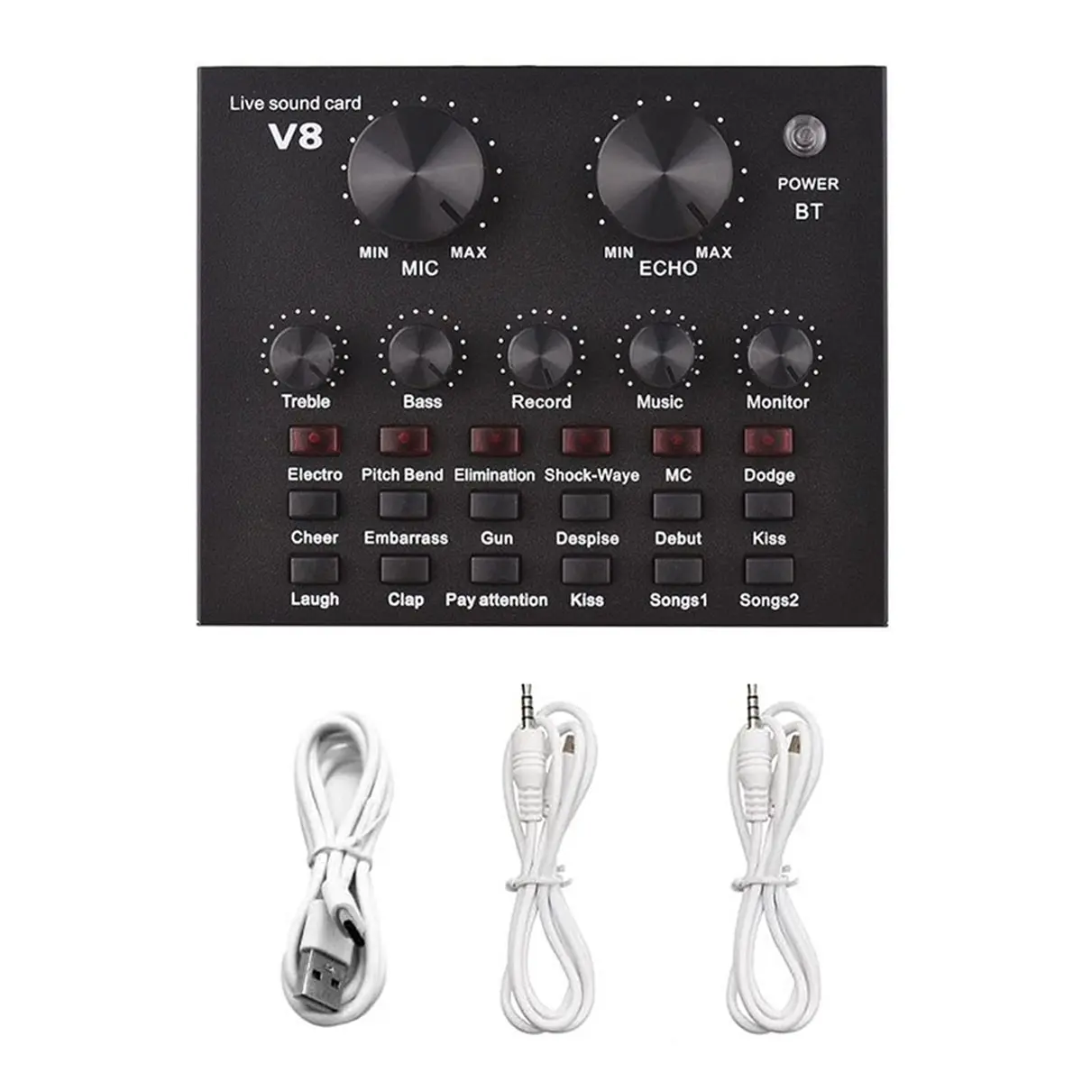 Professional Wireless Live Rechargeable Sound Card Equipment, BT Connection BM-800 Microphone Set for Mobile Phone, Computer, Notebook, DJ Sound Control Equipment, Adjustable