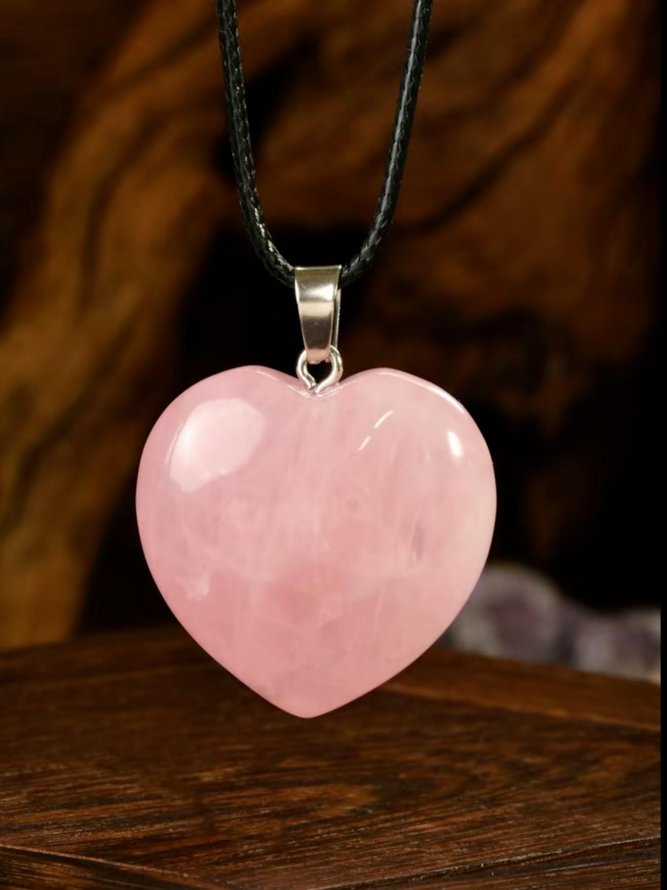 30mm Aaa Rose Quartz Love Necklace, Elegant Collar Style, Women's Design, Perfect Gift for Festivals, Natural Stone Color Randomly Selected