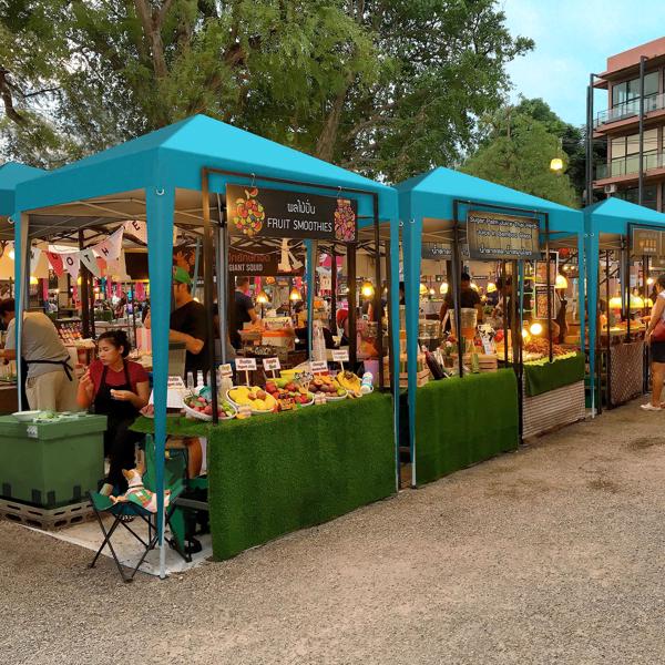 6.5X6.5FT Two Doors & Two Windows Practical Waterproof Right-Angle Folding Tent Lake blue