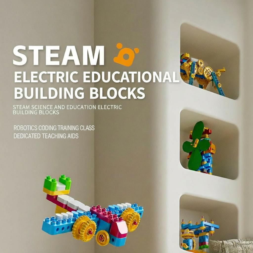Stem-Certified Building Blocks Set, Motorized Gear Learning Kit, Educational Construction Toys for Boys & Girls Ages 3+, Fun Stem Toy