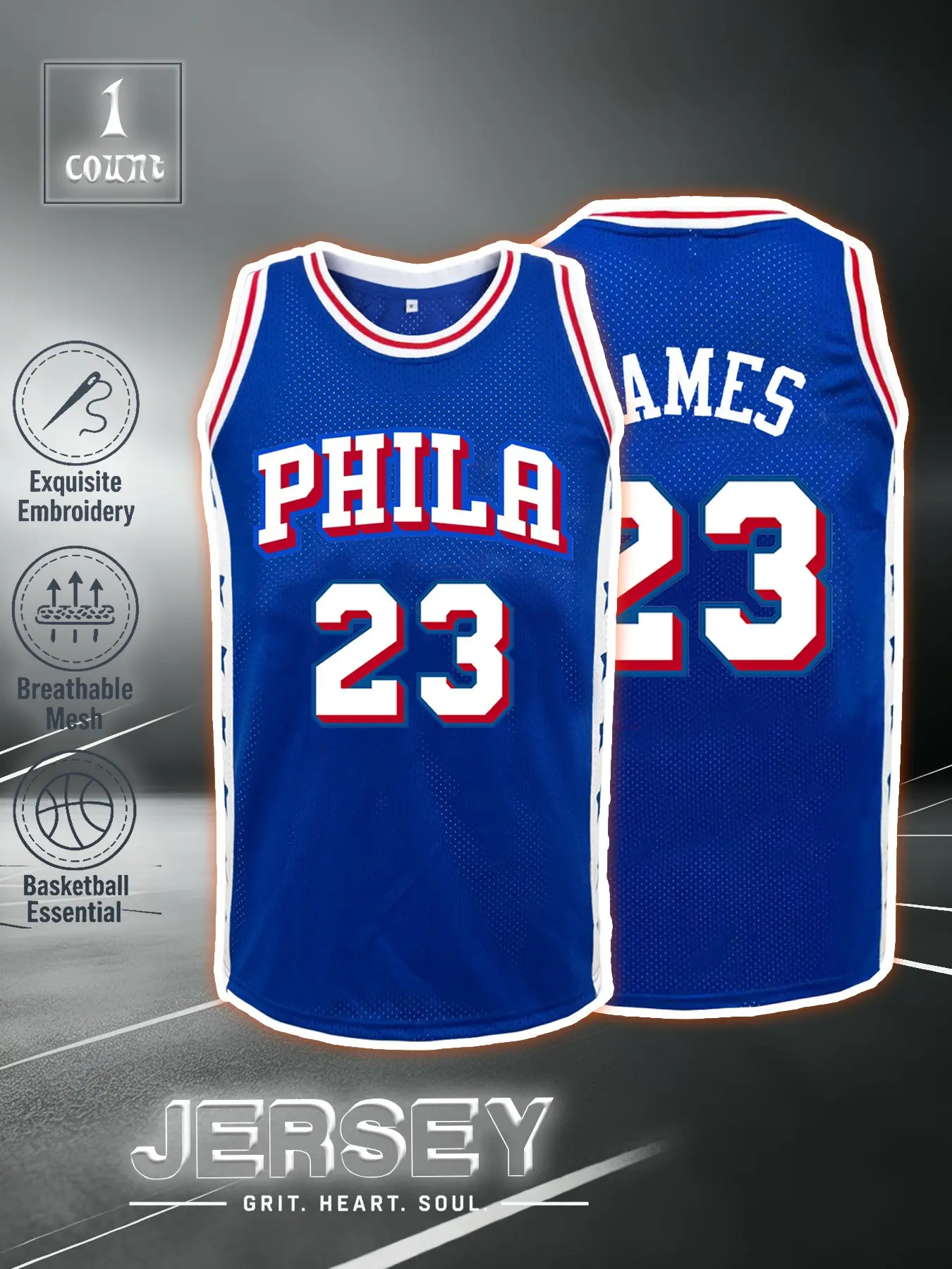 Men's Philadelphia # 23 Embroidered Vintage Basketball Jersey Suitable for Daily Street Wear, Basketball Training Casual Clothing Collection