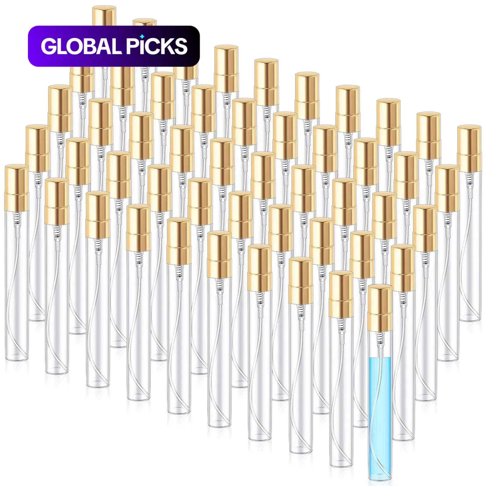 10ml Golden Mini Spray Bottles with Nozzle, 50pcs Portable Travel Refillable Perfume Bottles, Empty Spray Bottles for Essential Oils, Perfumes and, Makeup Accessories, Cosmetics Tools, Perfume Atomizer Travel