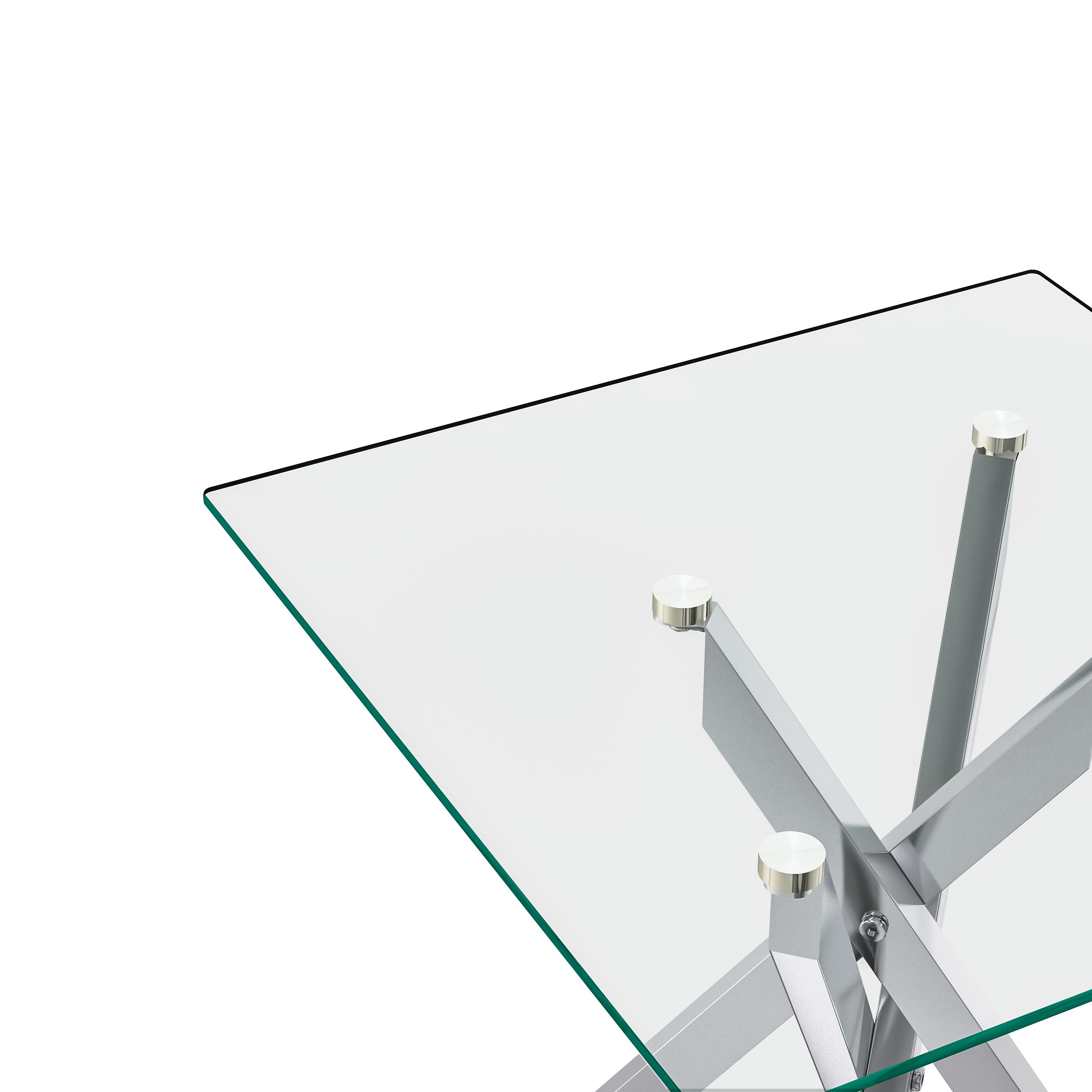 2-Piece Square Tempered Glass Side Table | 17.72" Clear End Tables set of 2 with Golden/Black/Silver Legs for Sofa/Bedroom