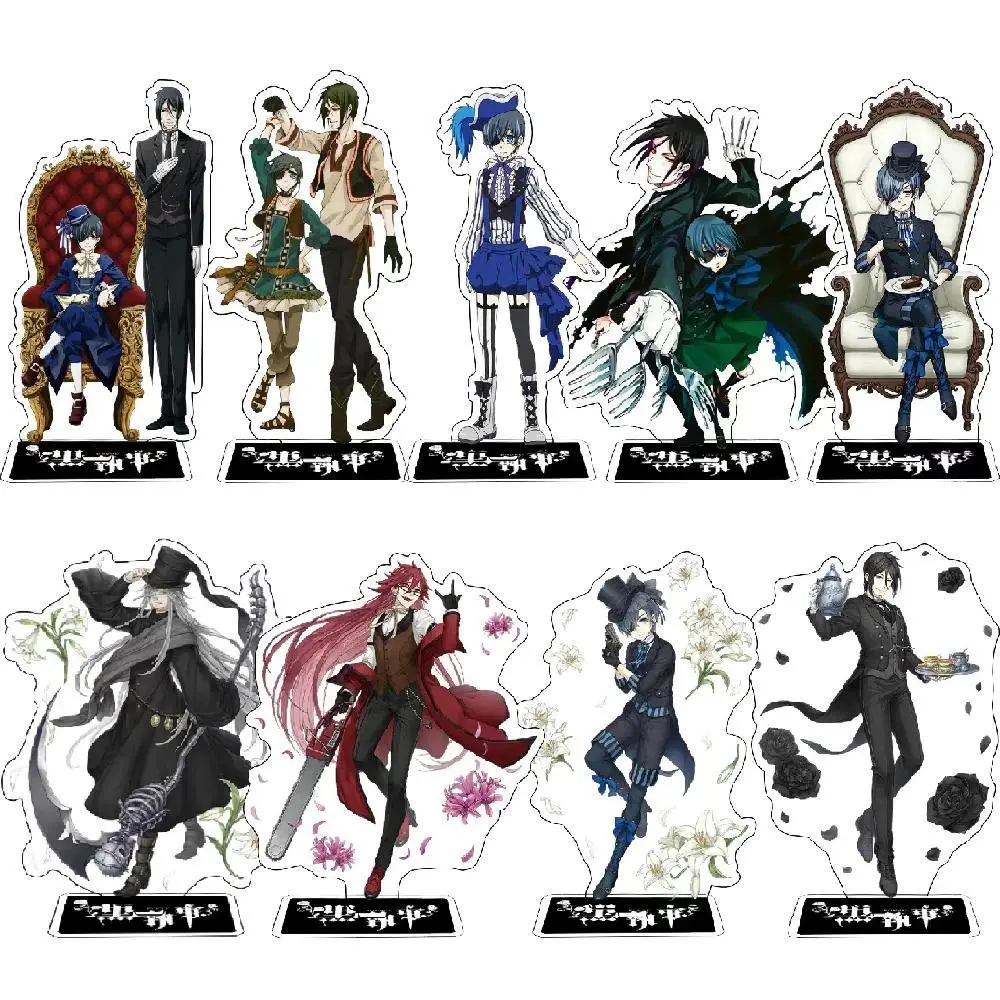 15cm New Black Butler Anime Action Figures - Sebastian Michaelis, Grelle Acrylic Character Stands - Collectible Model for Anime Collectors, Fans Gift