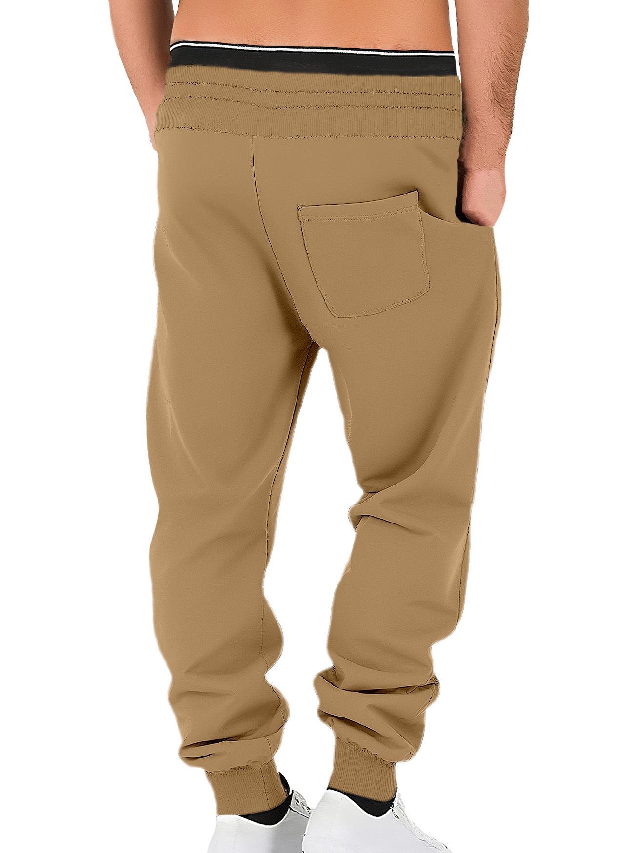 Men'S Solid Color Relaxed Stacked Sweatpants Cuffed Jogger Street Sports Casual Long Trousers