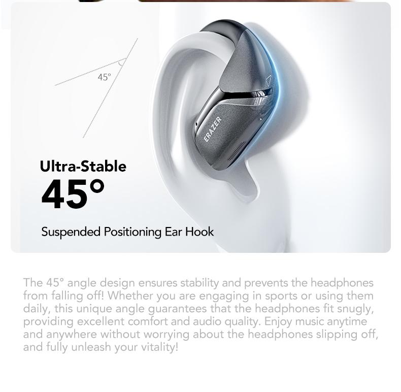 ERAZER XF29 2.4G Open Earphones,True Wireless Bluetooth 5.4 Headphones, IPX5 Waterproof Ear Buds,HiFi Sound Headsets with MIc,2.4G Fast Connect Earphones