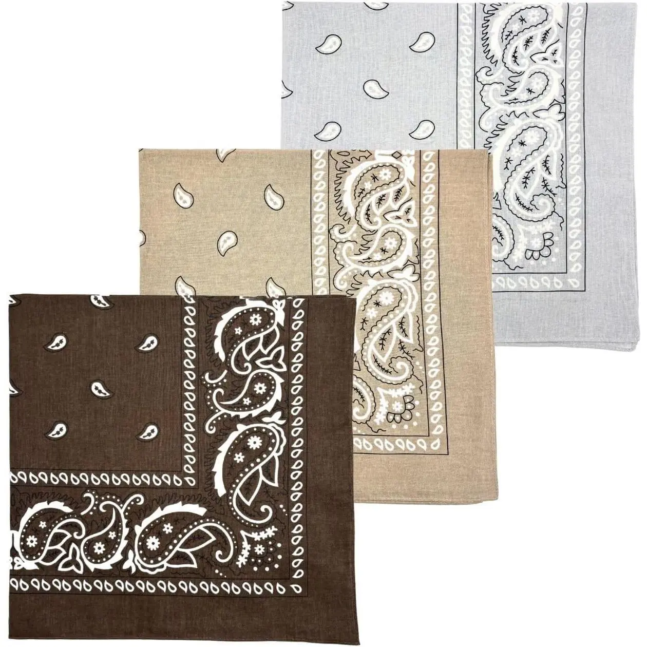 3 Pack Extra Large 27” x 27” 100% Cotton Paisley Bandanas for Men & Women – Handkerchief Headband Scarf JumboGift