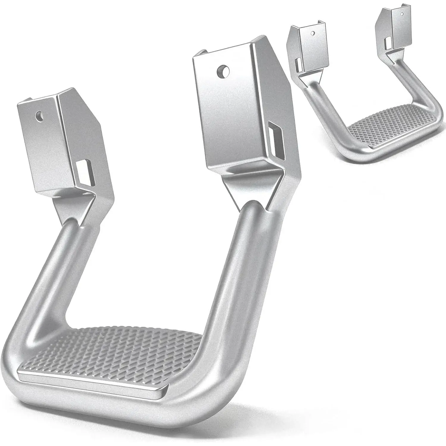 Generic Side Steps Set for Pickup Truck & SUV, Heavy-Duty Aluminum Universal Truck Steps with Anti-Slip Tread & Weather-Resistant Powder Coat, Suitable for Chevy, Ford, Toyota, GMC, Dodge, Jeep-Silver