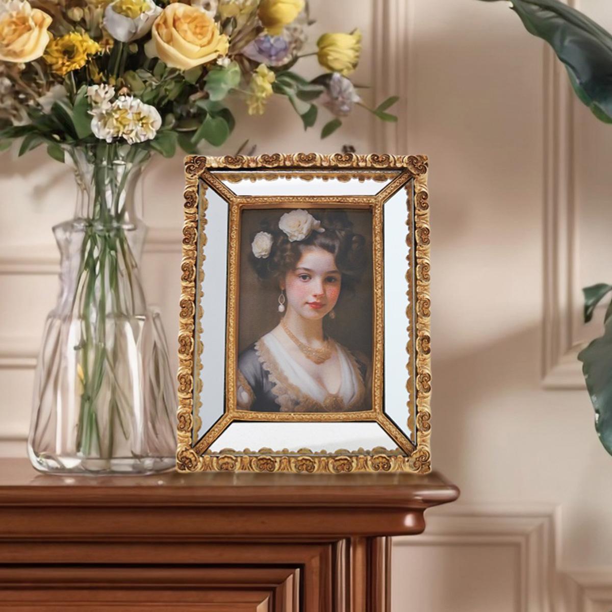 Leaf Pattern Decorative Photo Frame, Mirror Surface Design, Home Wall Art Display, Home Decoration, Versatile Horizontal & Vertical Use