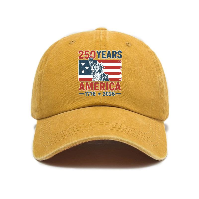 2026 New Trendy Versatile American Independence 250th Anniversary Printed Washed Vintage Soft Top Outdoor Sunshade Baseball Cap