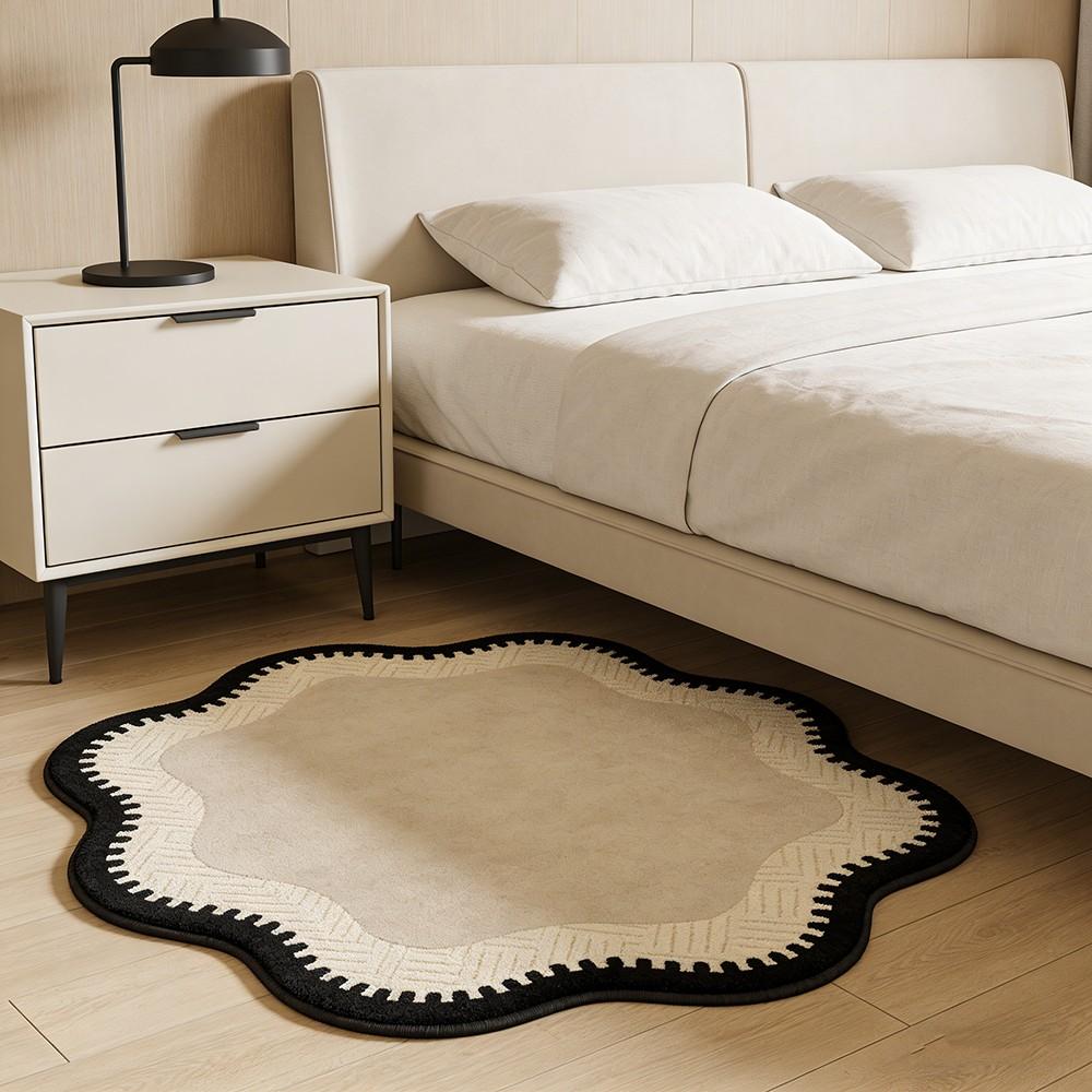 Irregular Wave Edge Carpet for Living Room Bedroom, Creative Luxury Fashion Art Washable Plush Rug, Home Decor for Sofa Bed Coffee Table